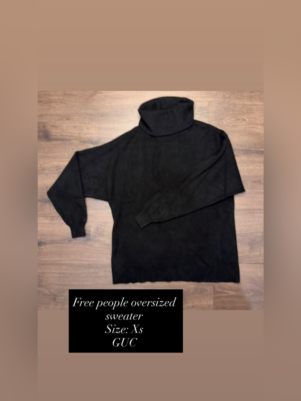 Cozy, warm oversized Free People Black Knit Sweater